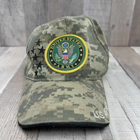 US Army Hat Official Military Cap Baseball Hat Camouflage Green Adjustable OSFM - Picture 1 of 8